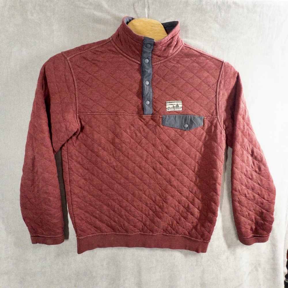 Patagonia Mens Medium Organic Cotton Quilt Snap Pullover Sweater Jacket *Read*